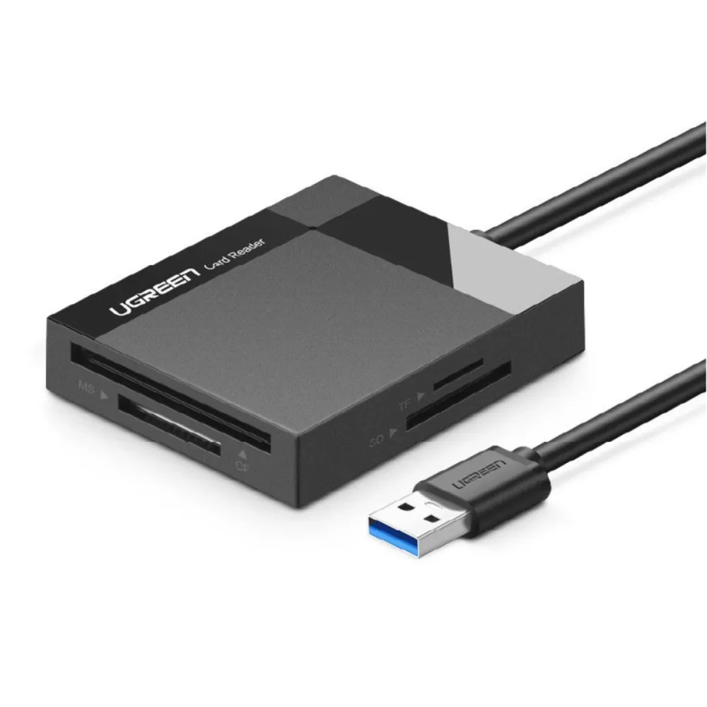 Leitor de Cartões Ugreen CR125 SD/Micro SD/CF/MS USB 3.0 Preto