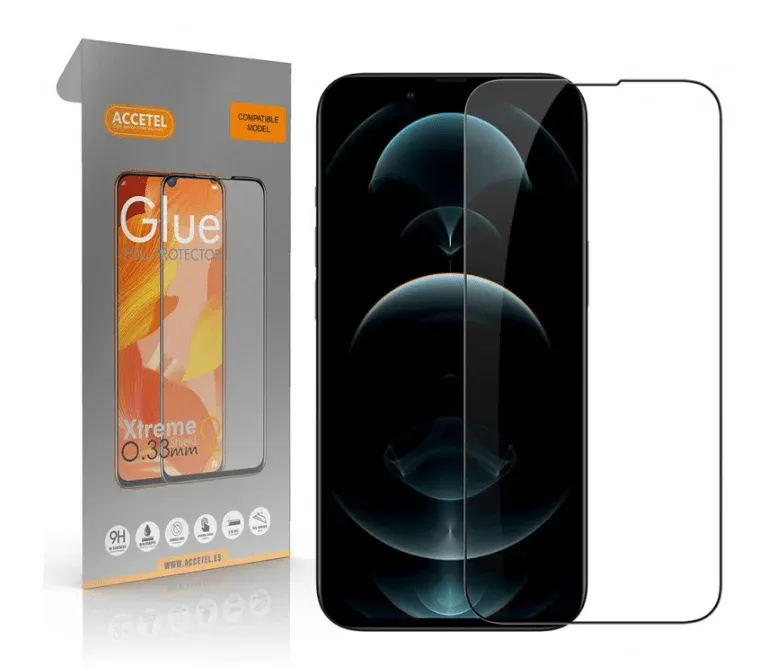 Película ACCETEL 2D Full Glue Glass - IPhone 13 Pro Max 6.7'' Preto