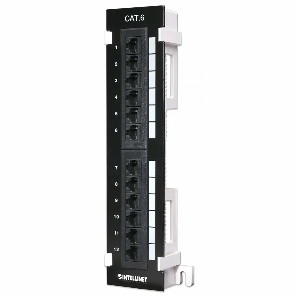 Intellinet Patch Panel, Cat6, Wall-mount, UTP, 12 Port, Black 560269