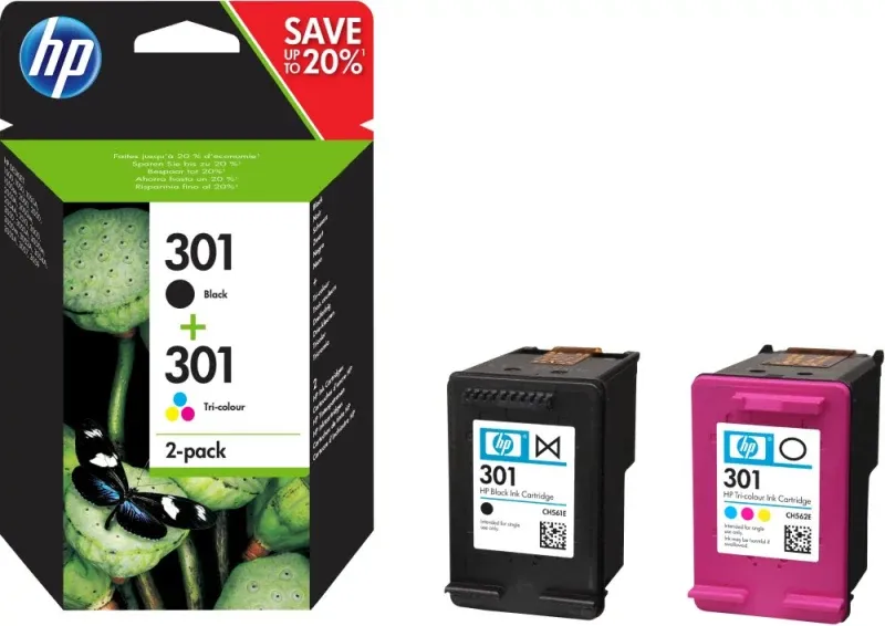 HP 301 original Ink cartridge N9J72AE Combo 2-Pack Standard Capacity Black and Colour cartridge