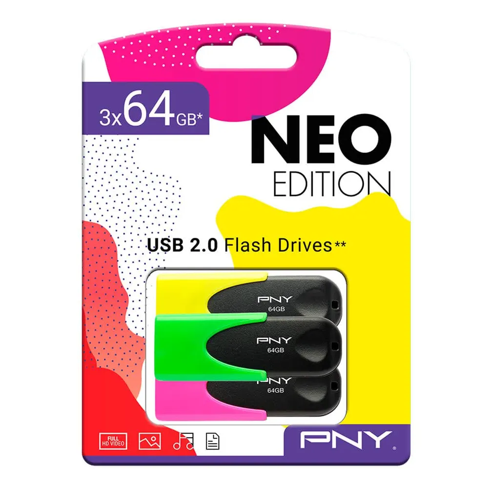 Pacotes De Memória Usb Pny Edition 64Gb X3 Unidades
