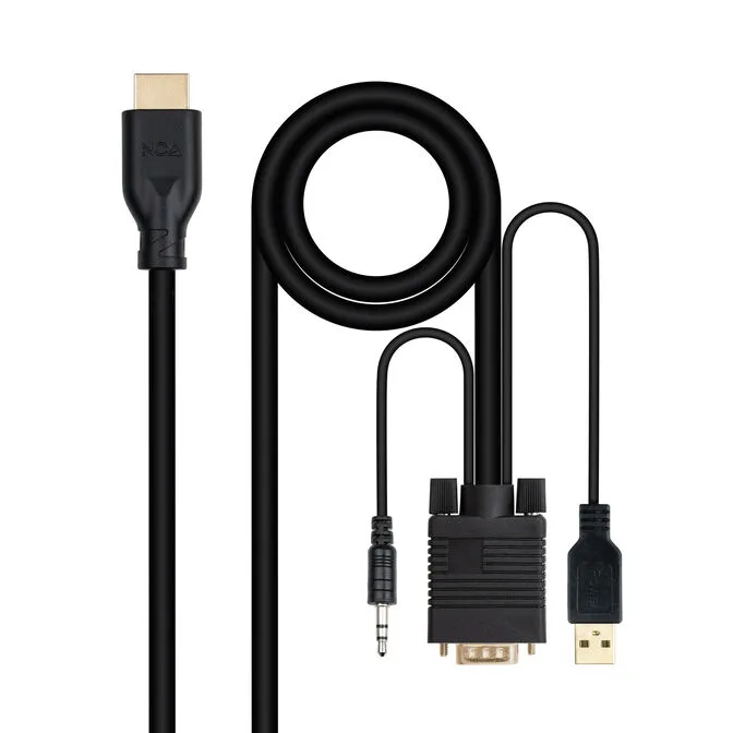 Cabo Conversor Nanocable VGA/M+AUDIO/M+USB-A/M-HDMI/M,1.8M