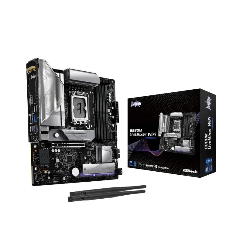 Asrock B860M LiveMixer WiFi Motherboard Micro-ATX LGA 1851 WiFi 6E DDR5 M.2
