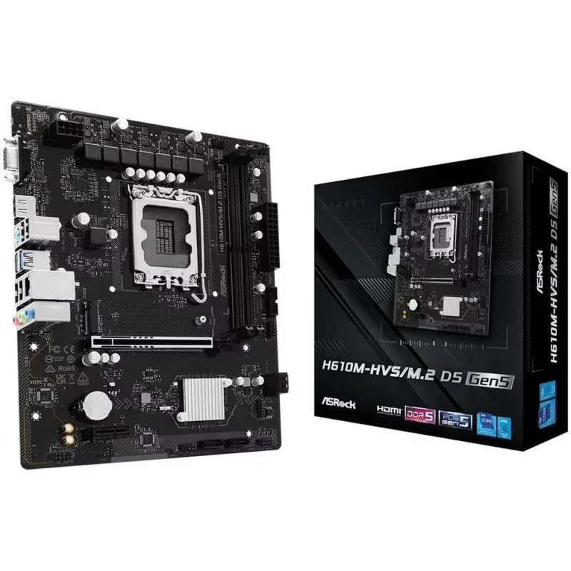 Motherboard AsRock H610M-HVS/M.2 D5 GEN5 Intel H610 LGA1700 DDR5 Micro ATX