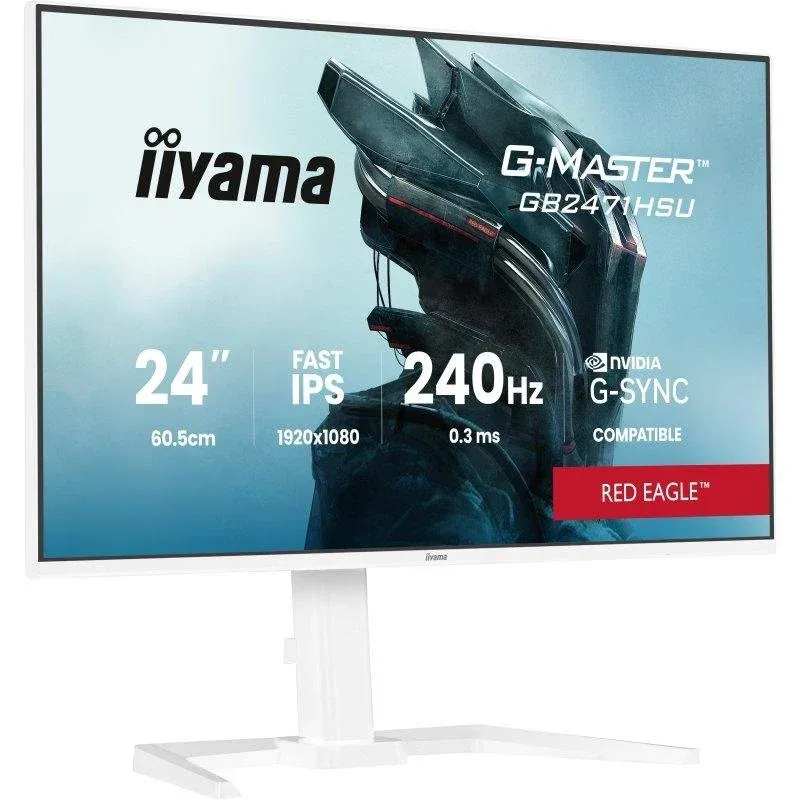 Monitor iiyama GB2471HSU-W1 24" FullHD 240Hz Fast IPS HDR10 G-SYNC FreeSync 0,3ms Branco
