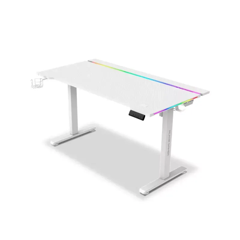Secretária Elevatória Elétrica Alpha Gamer Zorya RGB Gaming Station Branca