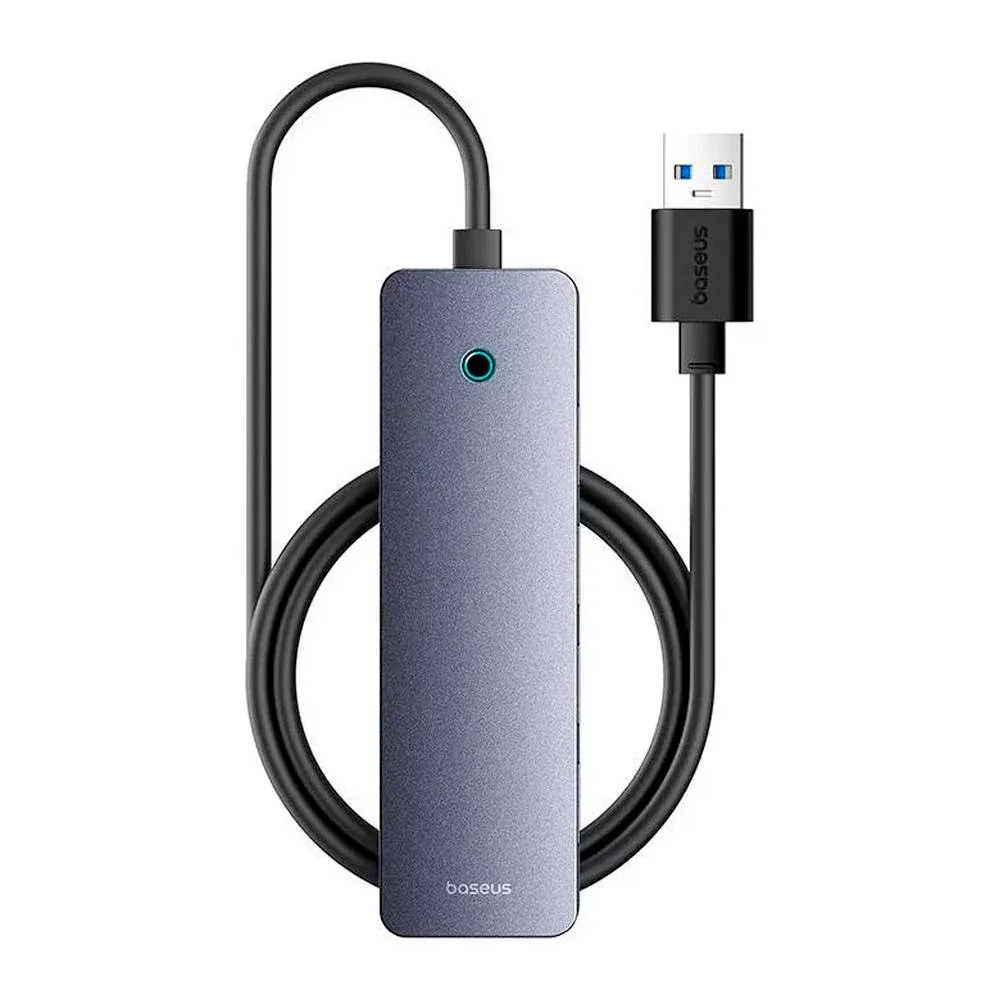 Hub Baseus UltraJoy Lite 4 Portas USB-A 3.0 + USB-C 1m Cinza