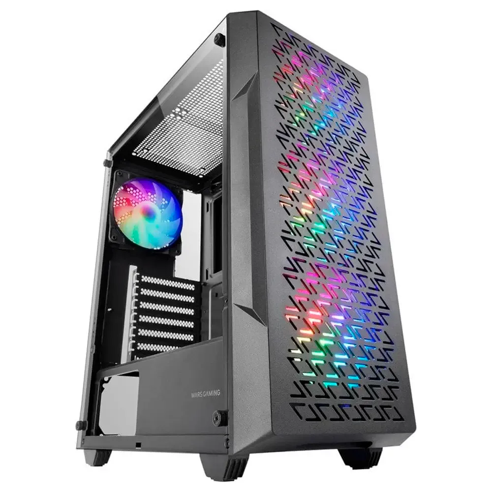 Caixa ATX Mars Gaming MC-GEO FRGB Tempered Glass Preta