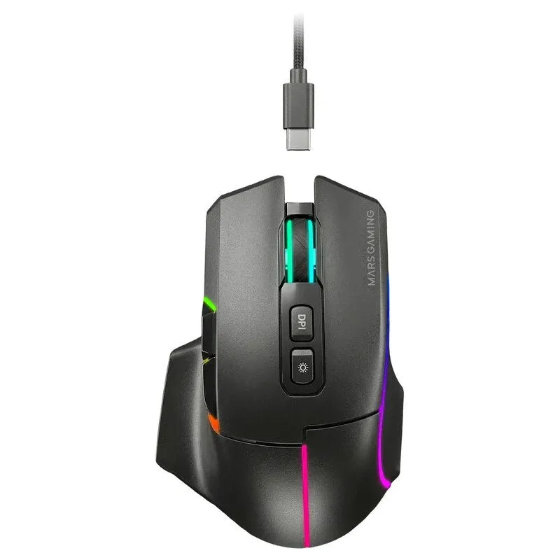 Rato Mars Gaming MMW-VECTOR Tri-mode Wireless 12000DPI 70h Preto RGB
