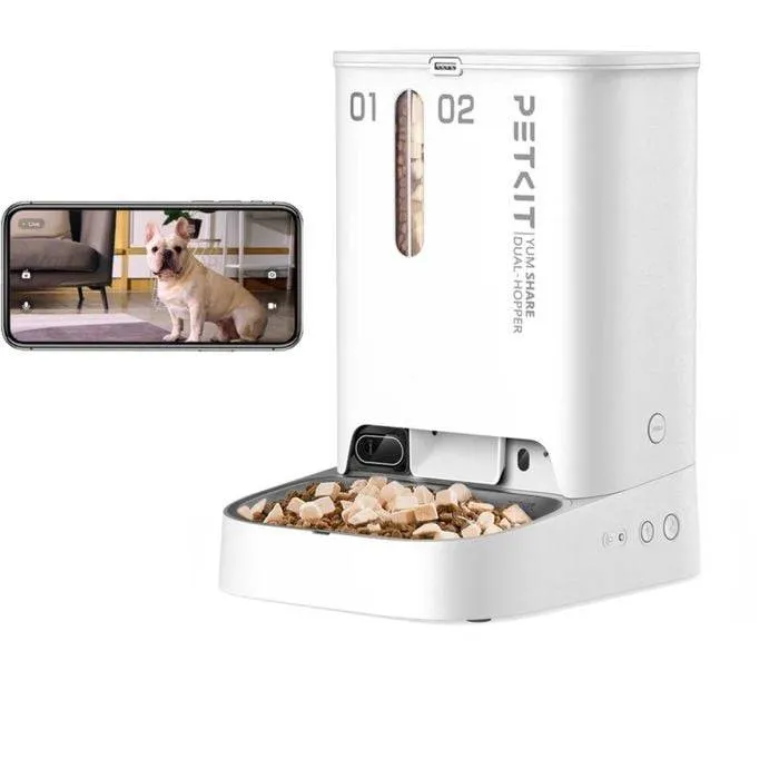 Comedouro Inteligente com Câmara Para Animais PETKIT YumShare Dual-hopper Automatic Feeder Branco