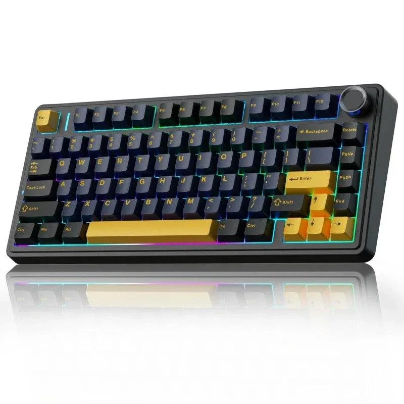 Teclado Autrucker Aula F75 75% compacto sem fios RGB Hot-swappable 4000mAh