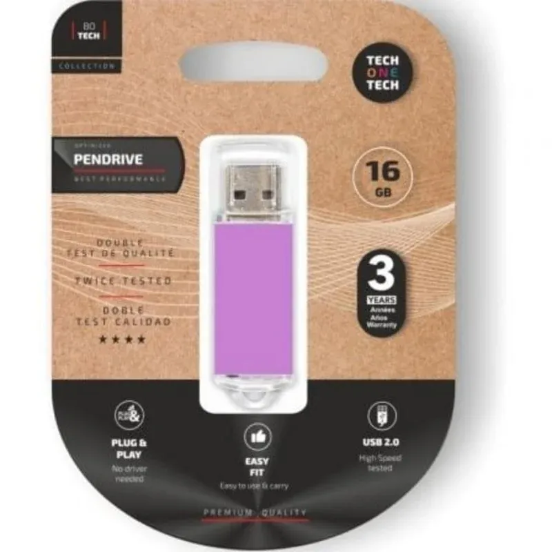 Pen Drive Tech One Tech Basic Pendrive 16GB USB 2.0 Roxo