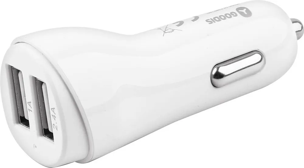 Adaptador de Isqueiro GOODIS 2 USB 5V 1A + 2.4A Branco