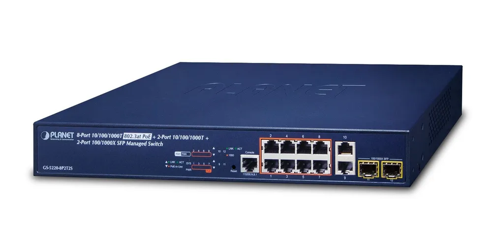 PLANET GS-5220-8P2T2S network switch Managed L2+ GS-5220-8P2T2S