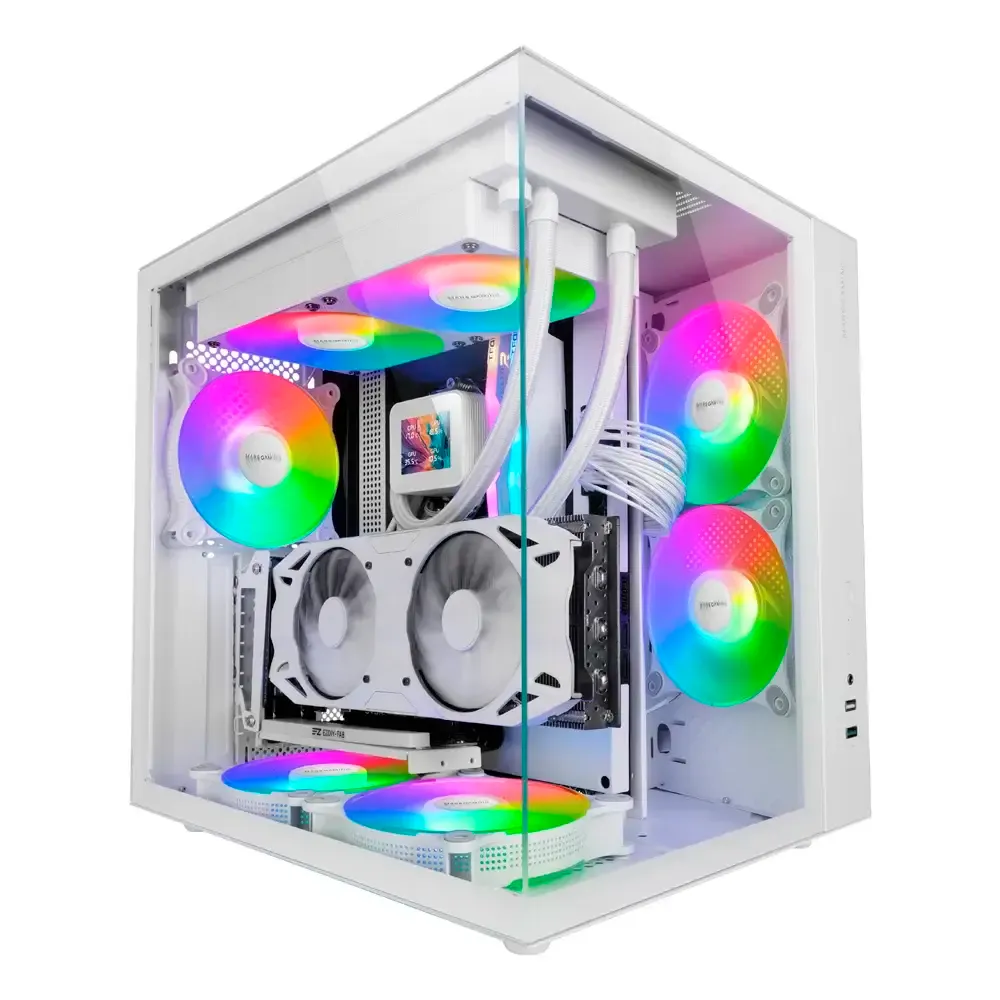 Caixa ATX Mars Gaming MCV-ONE Dual Chamber Tempered Glass FRGB Branca