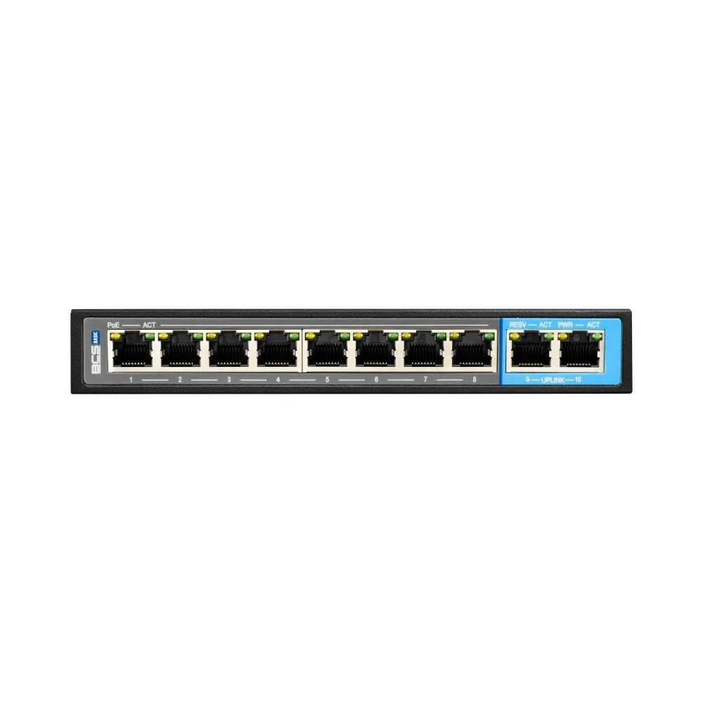 Switch PoE de 8 Portas BCS BCS-B-SP08G02G 1Gbps com BCS-B-SP08G02G