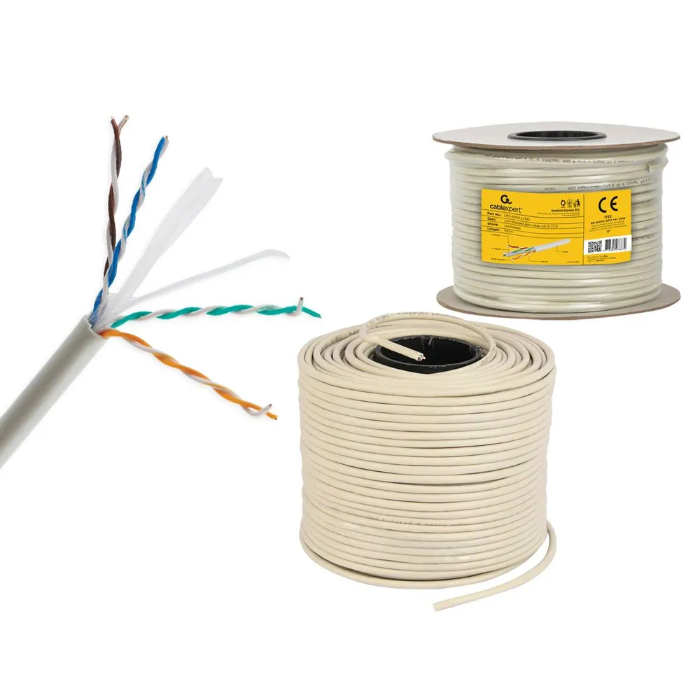 Bobine Cabo de Rede Gembird UPC-6004SE-SOL/100 Cat6 UTP (Premium CCA) 100m Solid Cinzento