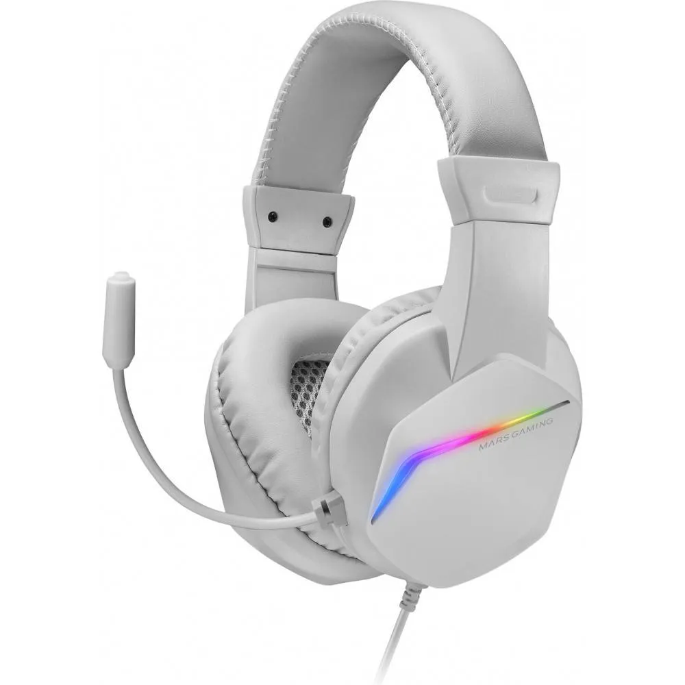 Headset Mars Gaming MH122 FRGB Rainbow Espatial Audio PC/Mac/PS4/PS5/Xbox One/Xbox Series X-S/Switch Branco