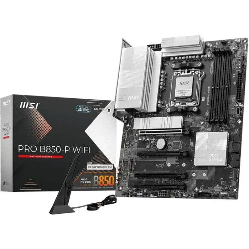Motherboard MSI PRO B850-P WIFI AMD B850 Socket AM5 DDR5 ATX WiFi 7 5G LAN PCIe 5.0 M.2 RAID