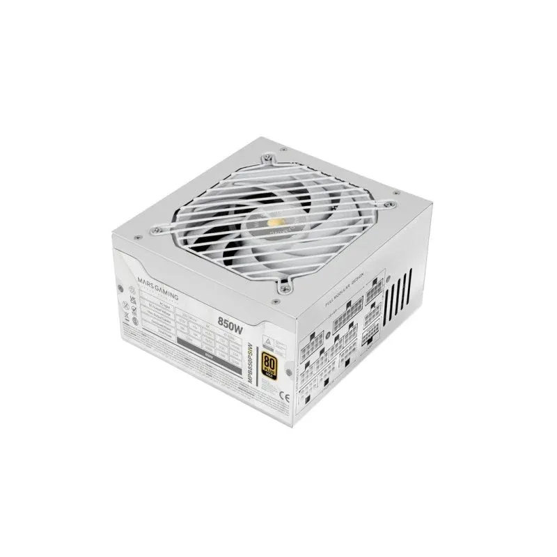 Fonte Alimentação Mars Gaming MPB850PSI Fonte de Alimentação ATX Full Modular 850W 80Plus Gold com Garantia 10 Anos Branca