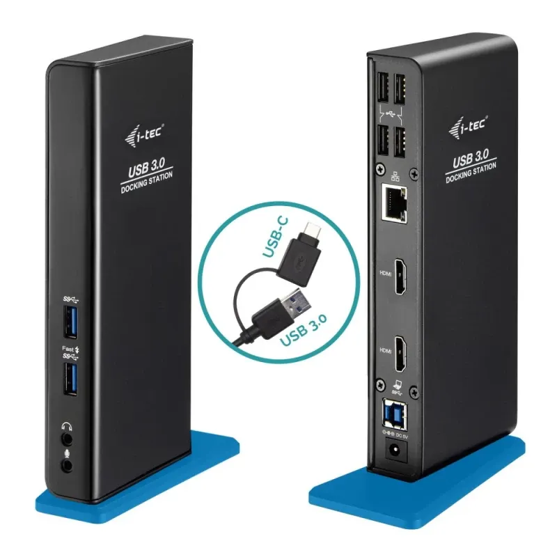Docking Station i-tec USB 3.0/USB-C 2x HDMI com adaptador de alimentação