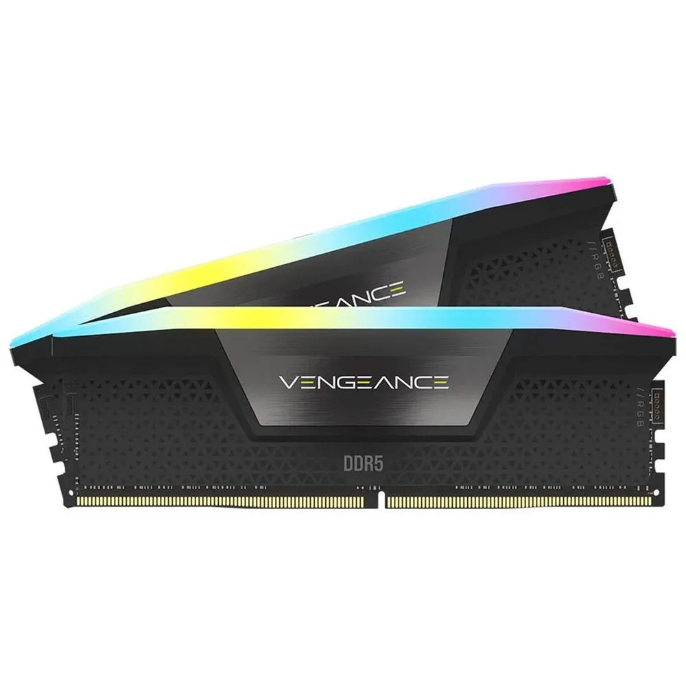 Memória RAM UDIMM Corsair Vengeance RGB 32GB (2x16GB) DDR5-5600MHz (Intel XMP) CL40 (40-40-40-77) 1.25V Preta