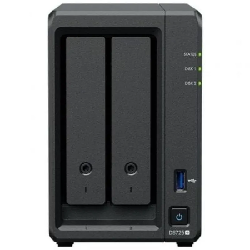 Synology DS725+ NAS Expansível com 2 Baías, 8GB DDR4, 2.5GbE, AMD Ryzen, NVMe SSD