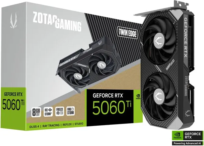 Placa Gráfica Zotac Gaming GeForce RTX 5060 Ti Blackwell Twin Edge 8GB GDDR7 DLSS4