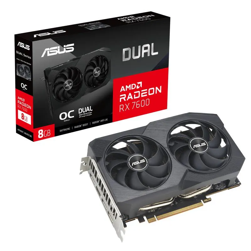 Placa Gráfica Asus AMD Radeon RX 7600 RDNA 3 Dual V2 8GB GDDR6 OC Edition