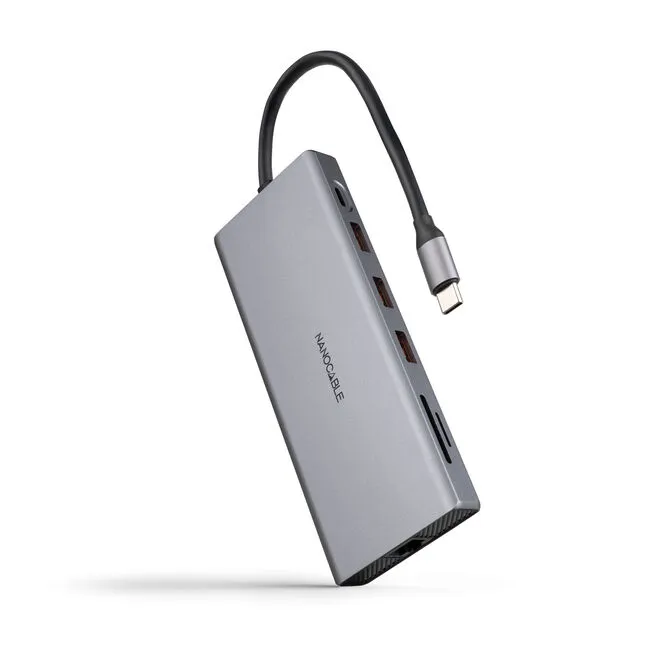 Hub Nanocable USB-C 3xUSB-A+USB-C/CARG+2xHDMI+DP+RJ45+TF+SD+AUD