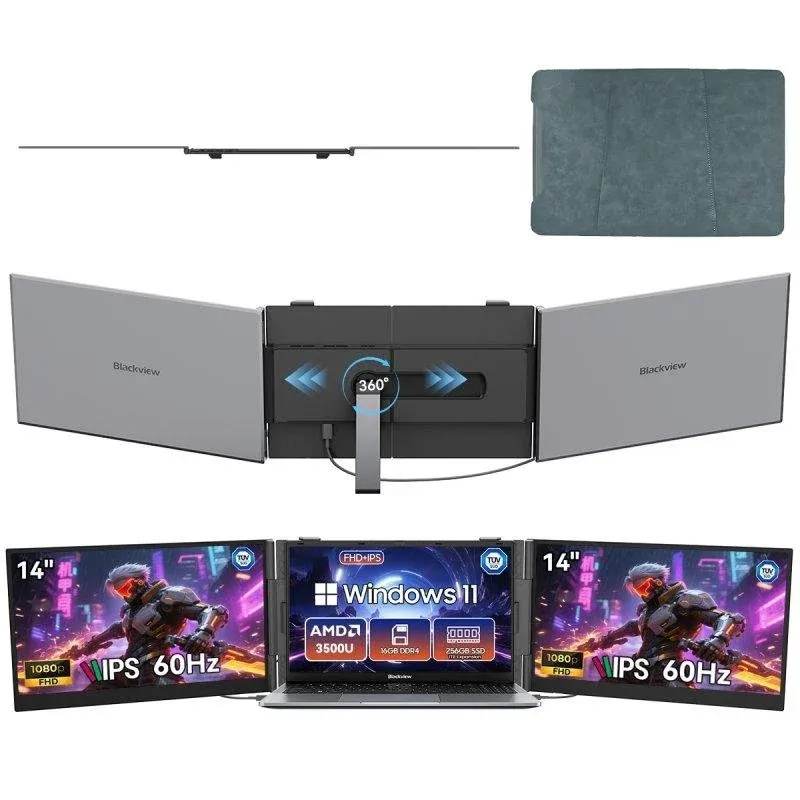 Monitor Blackview DCM6 Pro 14" FullHD 60Hz Ultra Fino IPS USB-C Altifalante Apoio Extensível