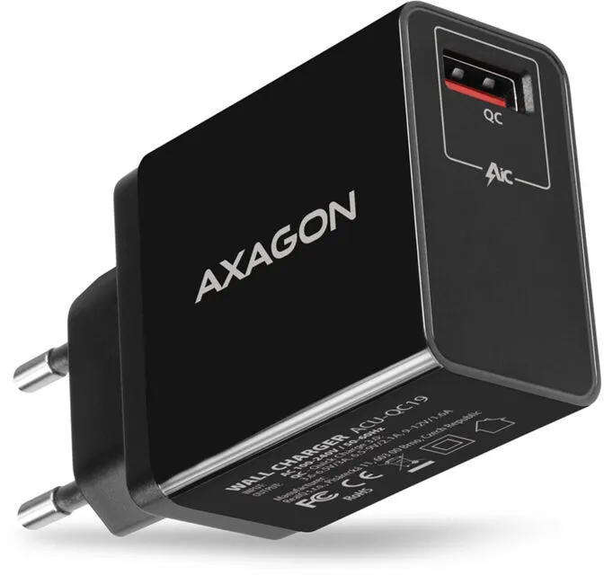Carregador de parede AXAGON ACU-QC19 1x QC3.0/AFC/FCP/SMART 19W Preto