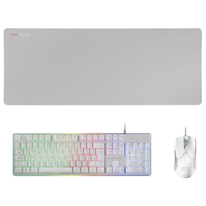 Mars Gaming MCPX Combo Teclado + Rato + Tapete XXL Branco