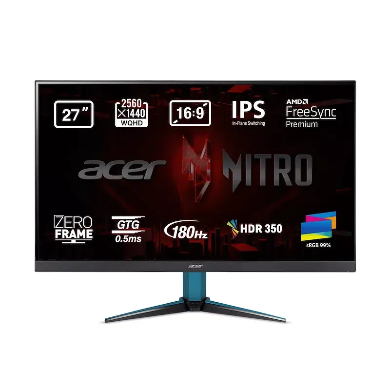 Monitor Acer Nitro – 27" QHD IPS / 180Hz / 1ms / FreeSync Premium / HDMI 2.0 / DisplayPort – VG271UM3BMIIPX