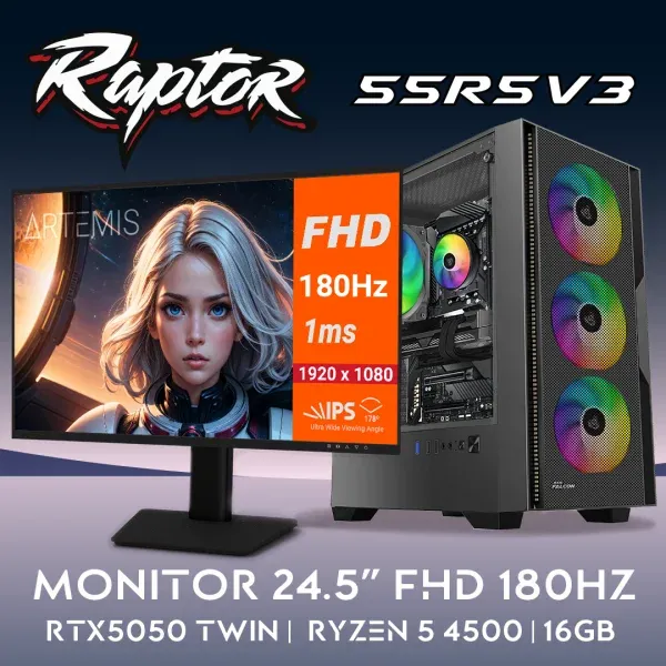 PC Gaming RAPTOR-55R5V3 - R5 4500 | RTX5050 8GB | 16GB | SSD 512