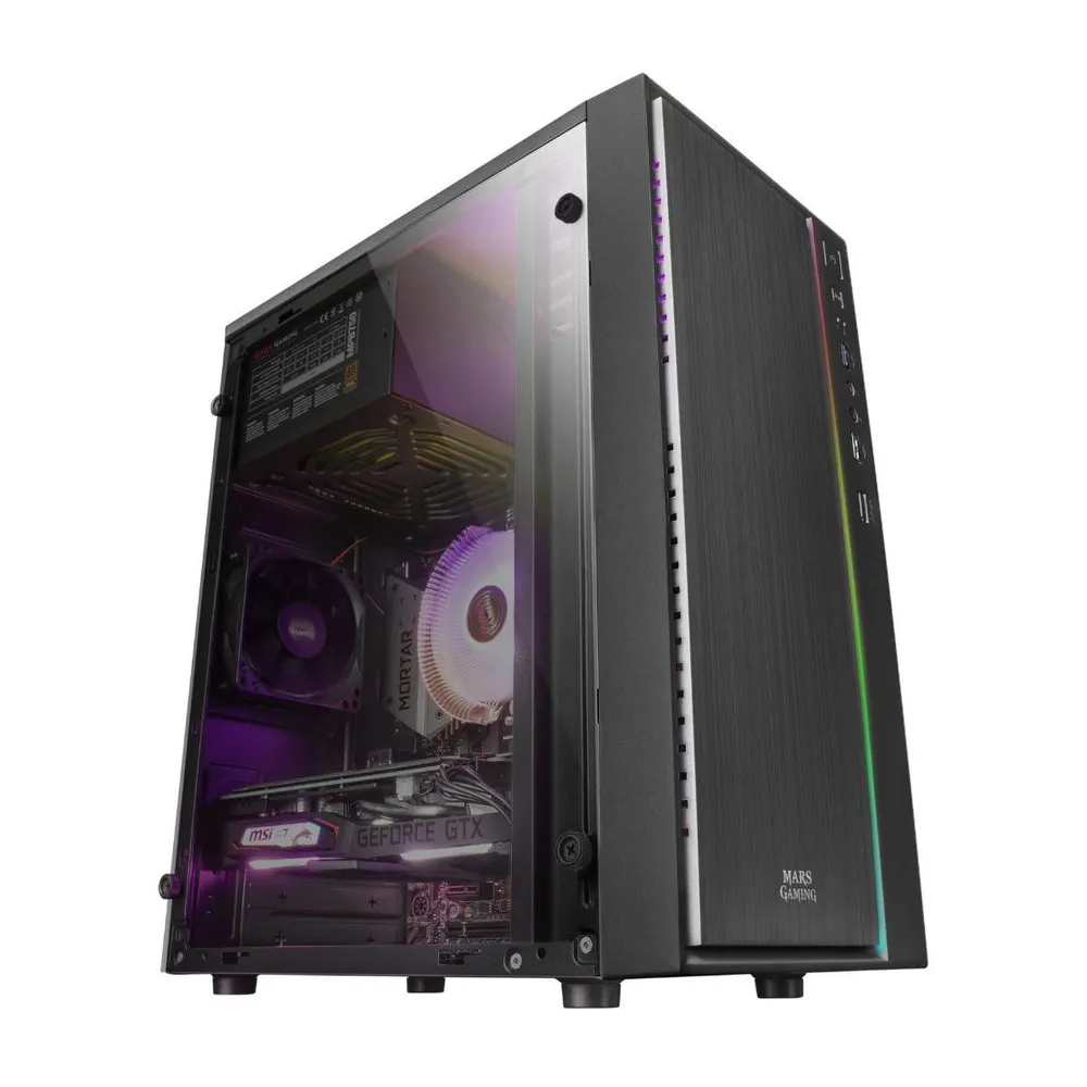 Caixa Micro-ATX Mars Gaming MCM RGB Preta
