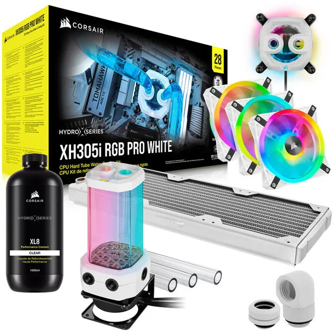 Kit de Refrigeração Líquida Personalizada Corsair Hydro X Series iCUE XH305i RGB PRO Branco