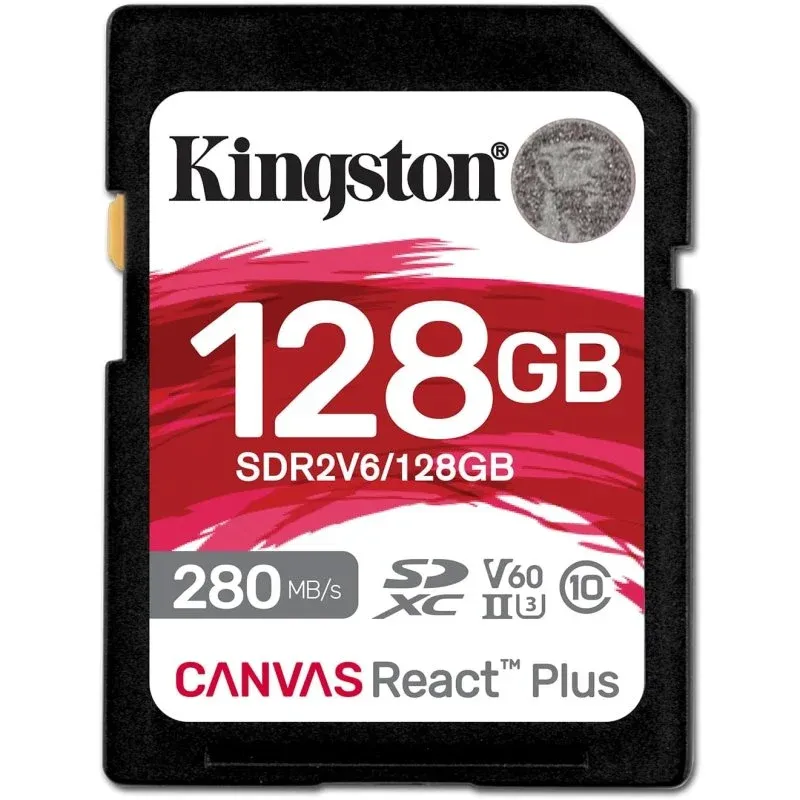 Cartão Memória Kingston Canvas React Plus V6 128GB SDXC UHS-II U3
