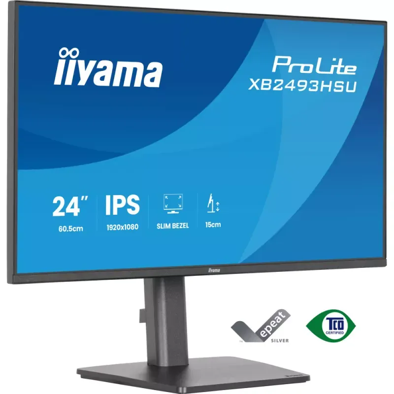 iiyama ProLite XB2493HSU-B1 - Monitor LED - 24" (23.8" visível) - 1920 x 1080 Full HD (1080p) @ 120 Hz - IPS - 350 cd/m² - 1500:1 - 1 ms - HDMI, DisplayPort - altifalantes - preto opaco