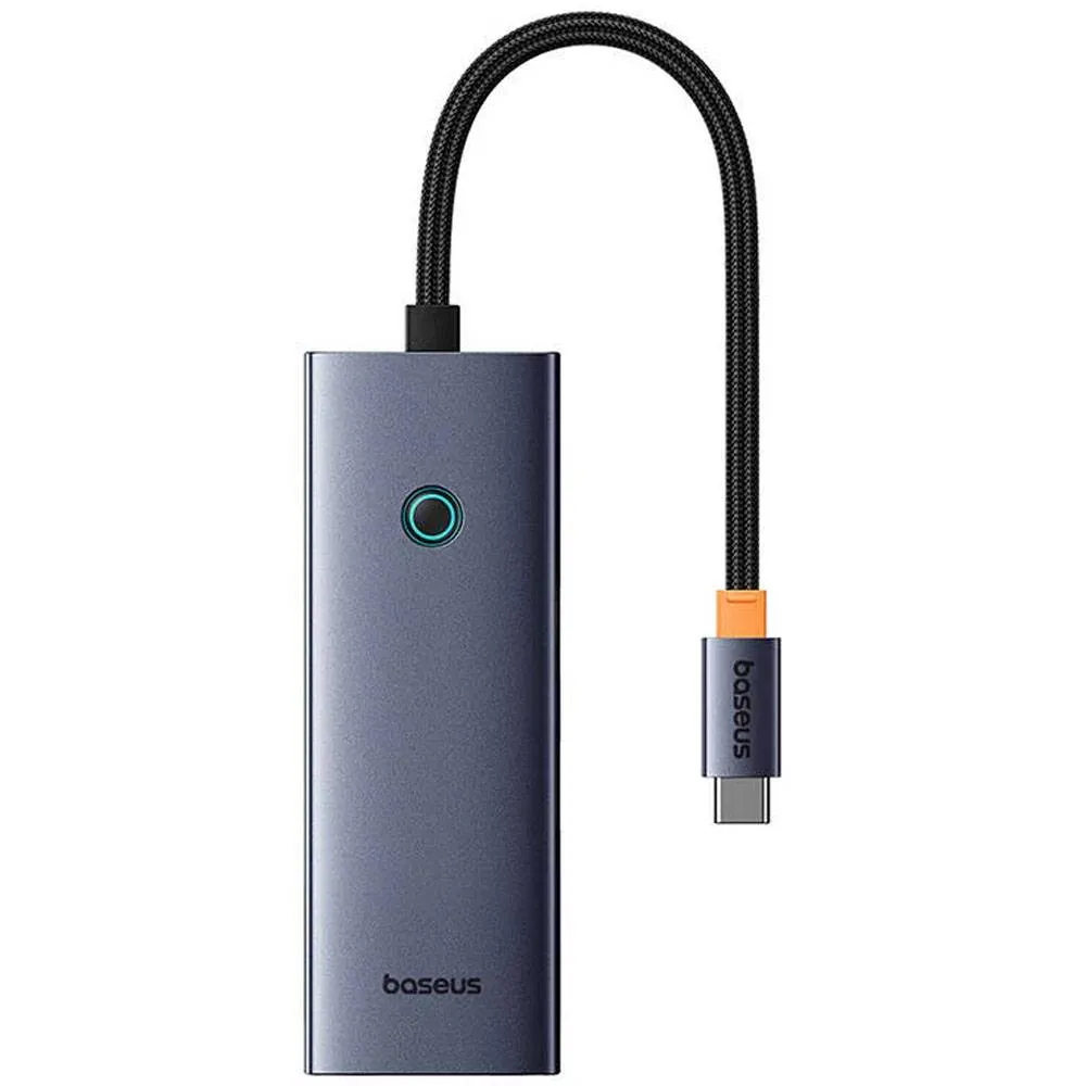 Adaptador USB-C Baseus UltraJoy Series 5-em-1 4x USB-A + PD 100W + 4K30Hz Cinza