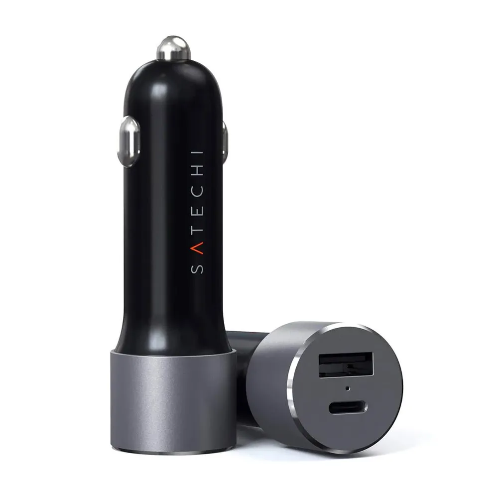 Carregador de Isqueiro Satechi 72W USB-C/USB-A PD Car Charger Cinza/Preto