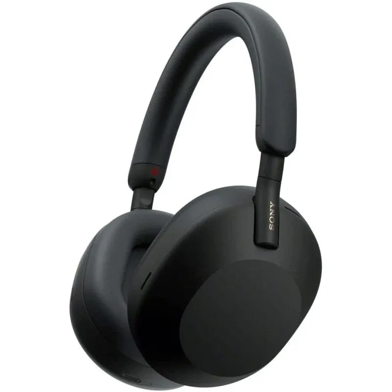 Auscultadores sem fios Sony WH1000XM5B.CE7 com cancelamento de ruído, pretos, com estojo macio.