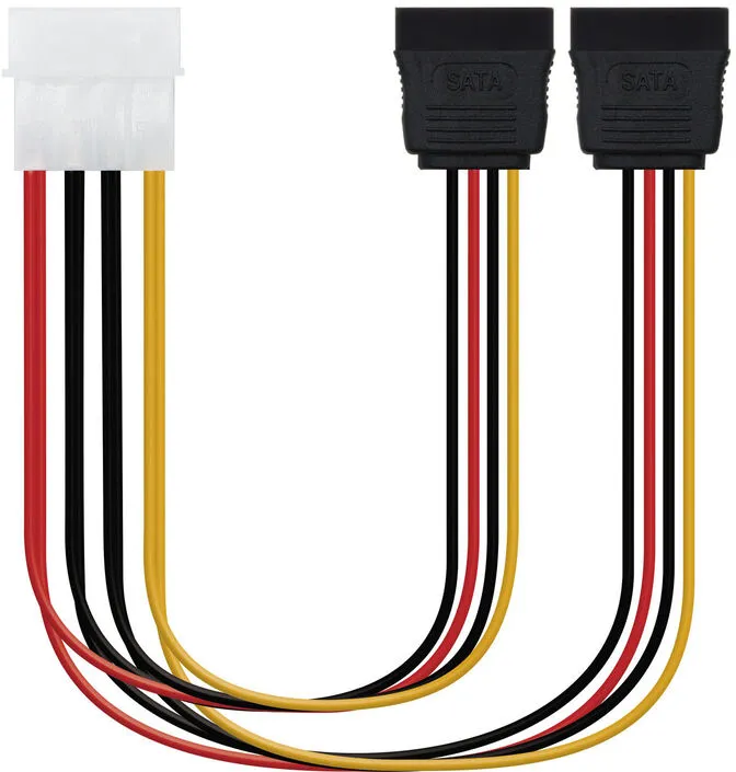 Cabo de Alimentação SATA Nanocable 5.25" (Molex 4Pinos) M 2x SATA F 30 CM