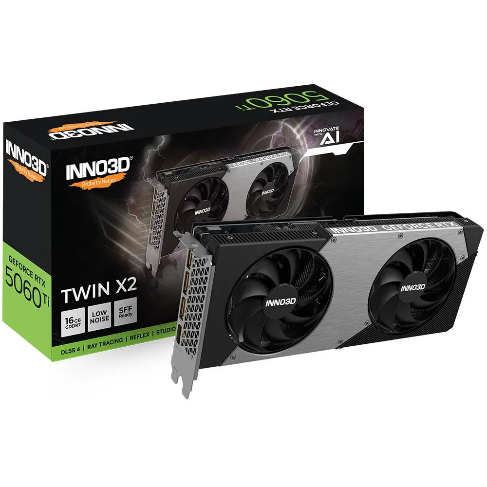 Placa Gráfica INNO3D NVIDIA GeForce RTX 5060 Ti Blackwell Twin X2 16GB GDDR7 DLSS4