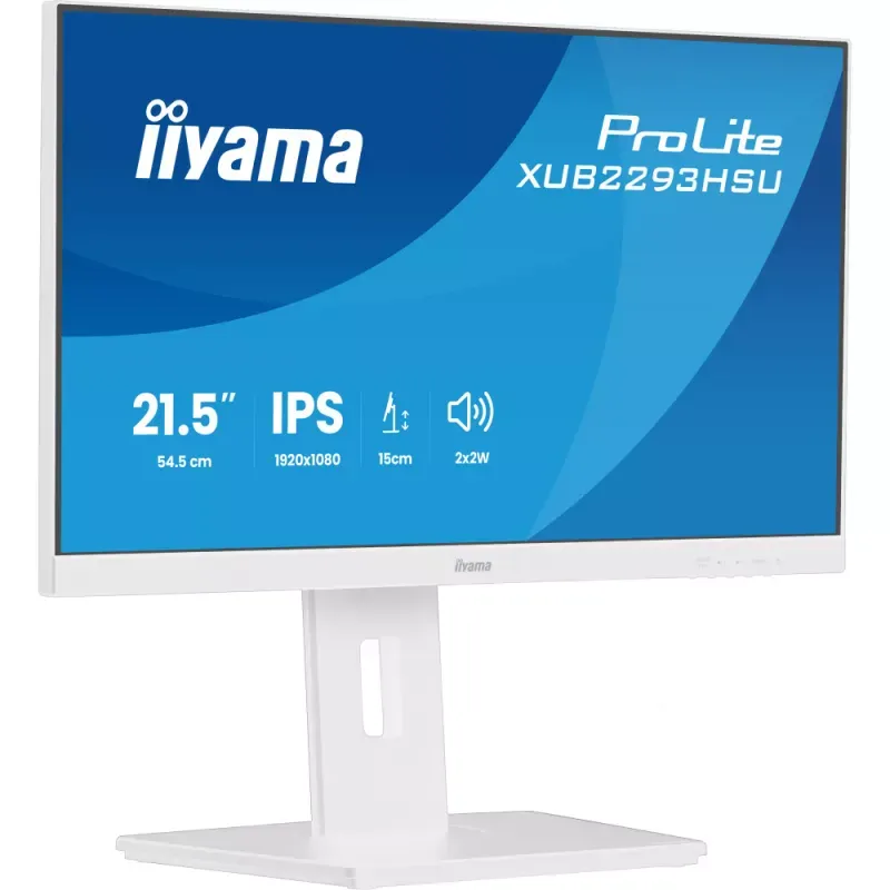 iiyama ProLite XUB2293HSU-W7 - Monitor LED - 22" (21.5" visível) - 1920 x 1080 Full HD (1080p) @ 100 Hz - IPS - 250 cd/m² - 1000:1 - 1 ms - HDMI, DisplayPort - altifalantes - branco, mate