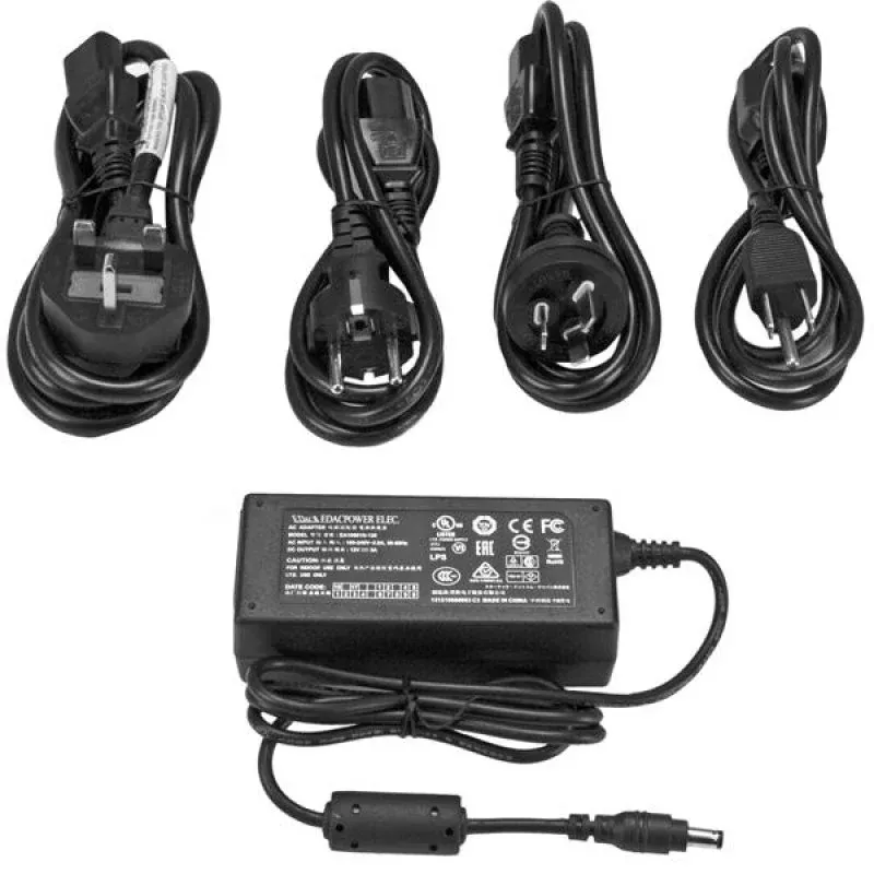 StarTech SVA12M5NA Adaptador de Alimentação Universal 12V/5A CE FCC UL com Conector Tipo M e Cabos AU/EU/JP/NA/UK