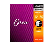 Jogo Cordas Guitarra Acústica Elixir 11077 Nanoweb Bronze Coated 012-056