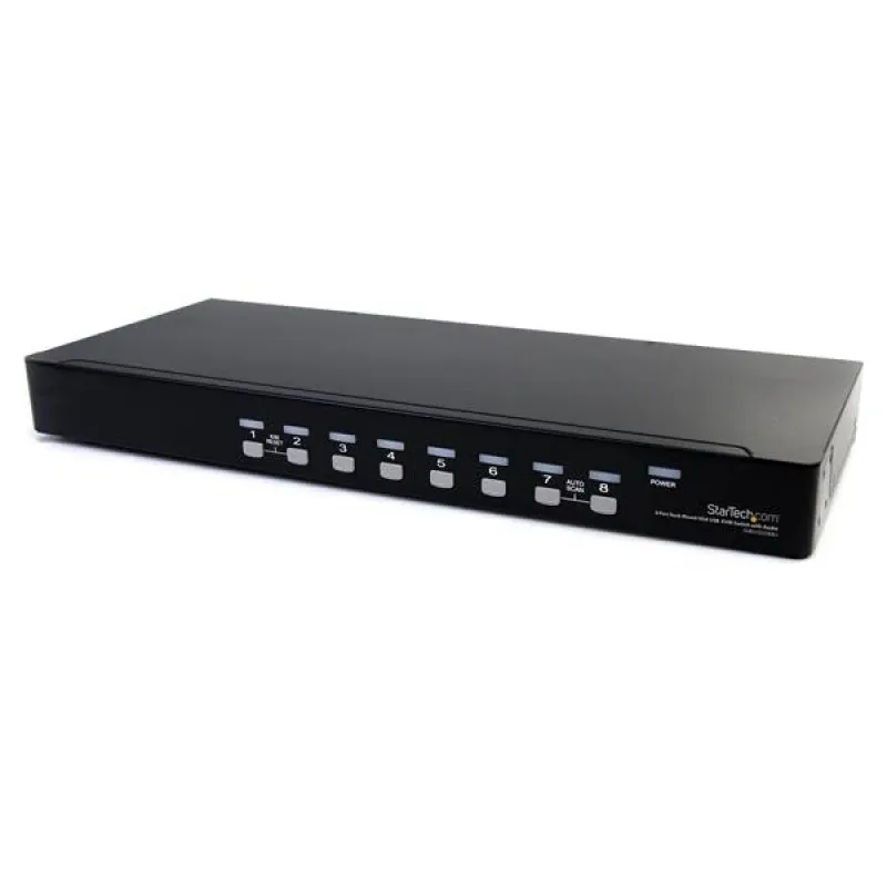 Startech 8 Port VGA KVM Switch - 1U Rack Mount - USB VGA KVM Switch with Audio - 1920 x 1440 @60hz - KVM Video Switch (SV831DUSBAU) - Chave de KVM / áudio - 8 x KVM / áudio - 1 utilizador local - desktop - para P/N: RK3236BKF, RK4236BKB, RK4242BK24,