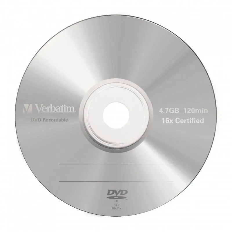 VERBATIM DVD-R 16x 4,7GB 120MIN MATT SILVER CAIXA NORMAL (JEWEL) PACK 5