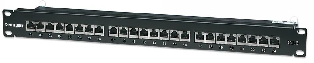 Intellinet Patch Panel, Cat6, FTP, 24-Port, 1U, Shielded, 90° 720038